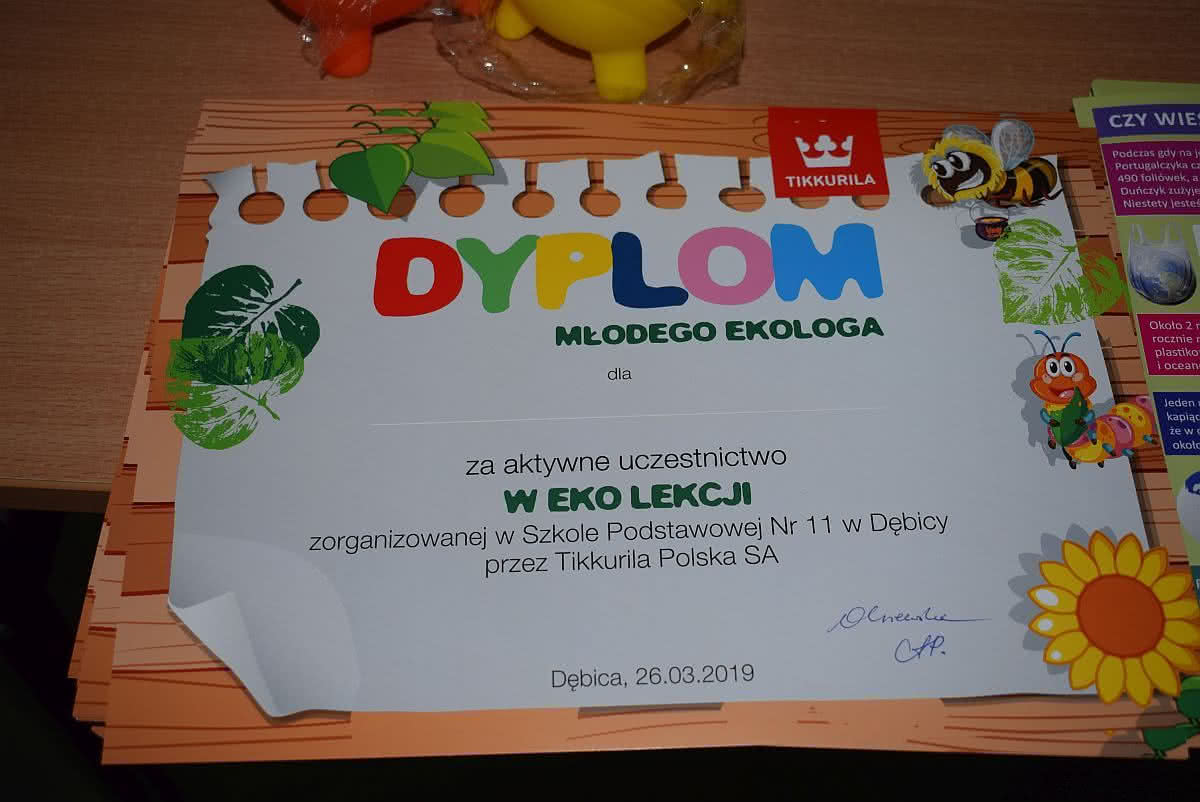 Dyplom dla uczestnika eko-lekcji Dyplom dla uczestnika eko-lekcji